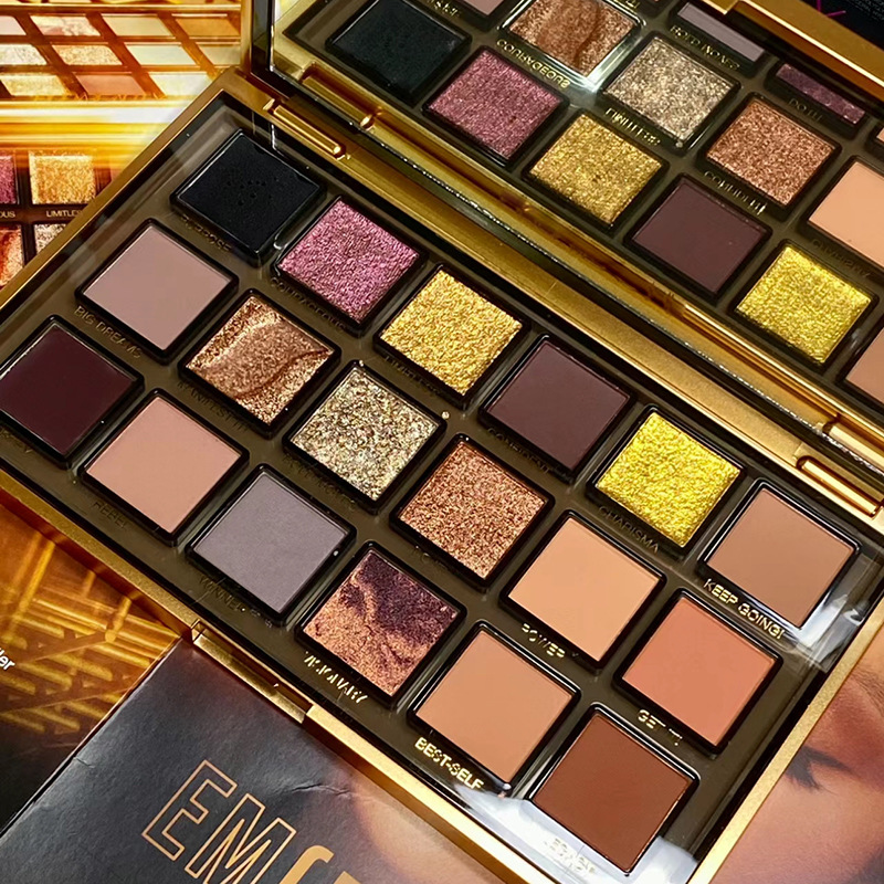 Quality Top 18 Colors Huda Empowered Eyeshadow Palette Pearl Rose Gold Shimmer Shadow Shiny Sequins Long Lasting Pigments Women Eye Makeup