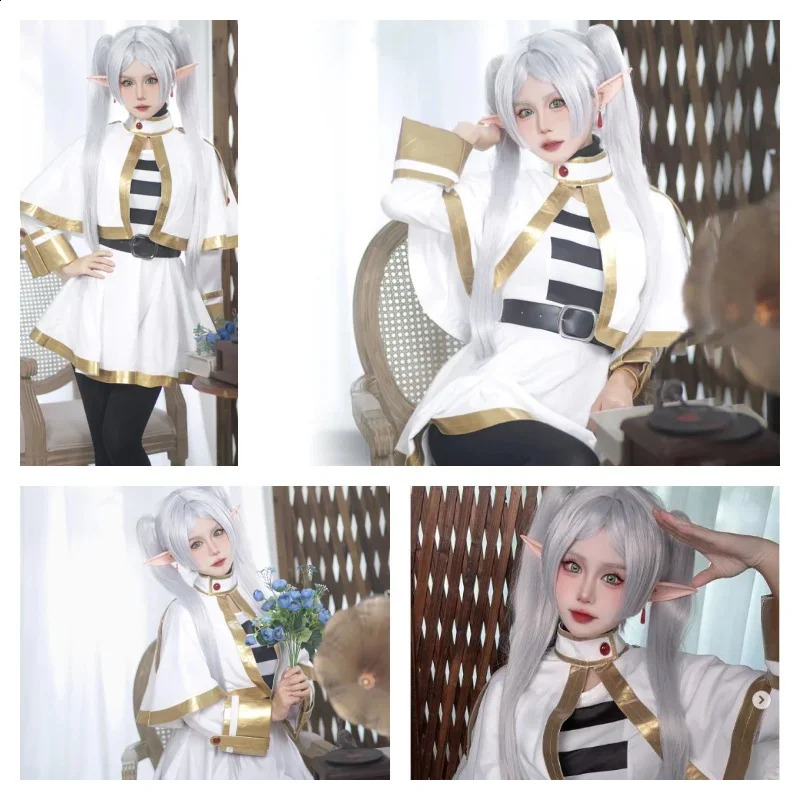 Sousou No Frieren cosplay costume wig shoes anime magician elf ears Halloween party Charismatas 241007
