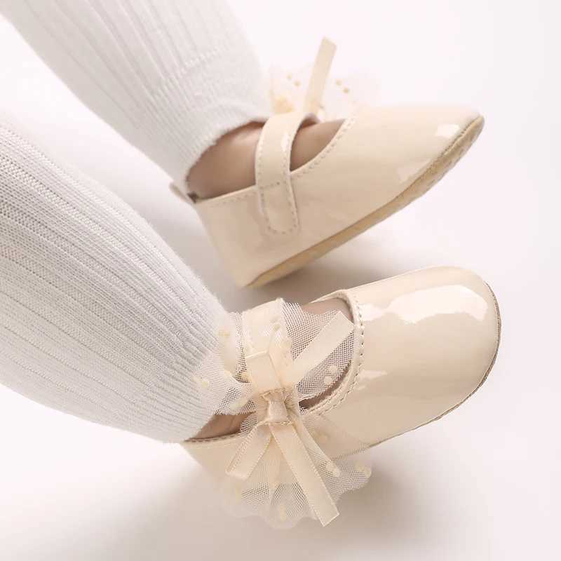 0-18M Lace Bow Mary Jane Spring Baby Shoes PU Soft Sole Non-Slip Newborn Girl Shoes First Walkers Princess Bowknot Baby Prewalke X250129