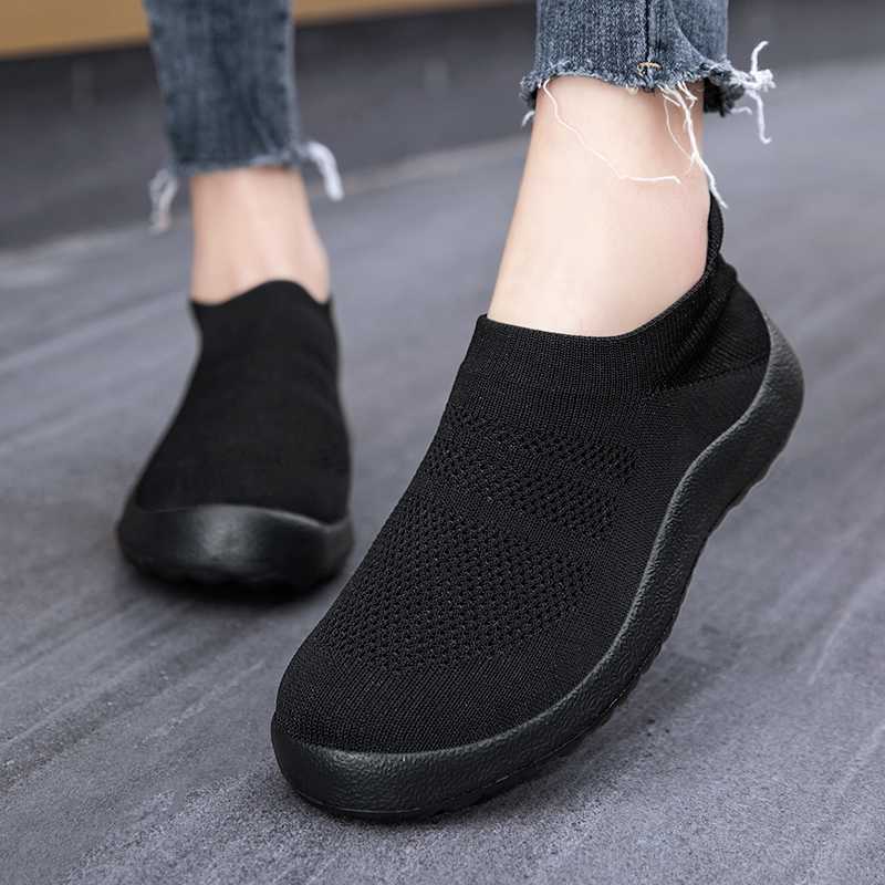 Fashionable womens casual shoes sliding womens socks shoes solid color sports shoes womens outdoor flat shoes womens shoes Y241007