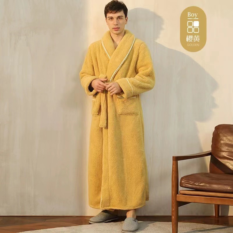 Designer Autumn And Winter Thick Nightgown Men Plus