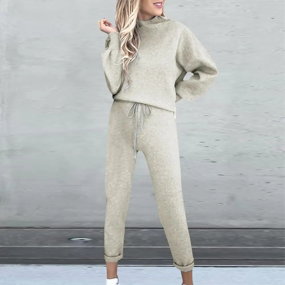 Fashion Tracksuit 2piece AutumnWinter Zipper HoodiePants Sportswear Womens 241007