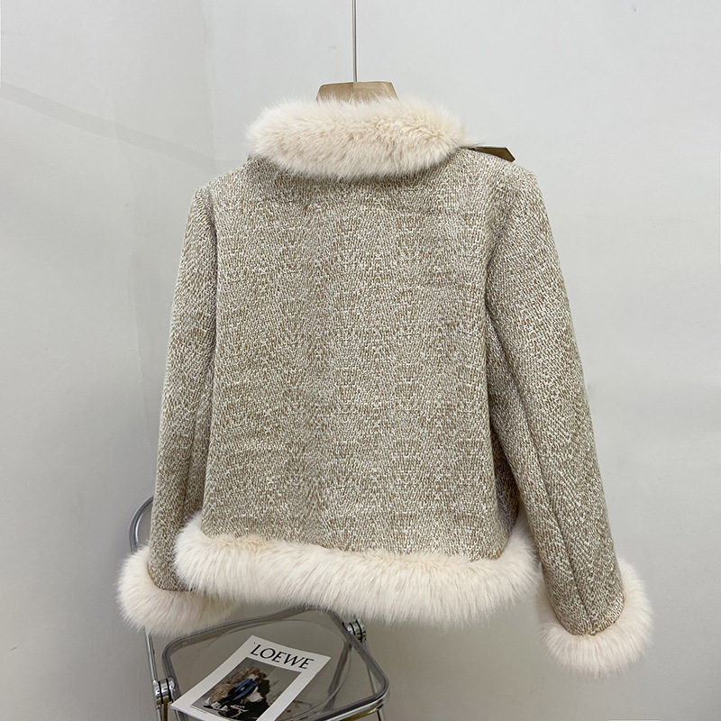 Spliced Faux Fox Coat Women Winter Fluffy With Fur Elegant Plush Jacket Female Long Sleeves Fashion Outerwear 2023