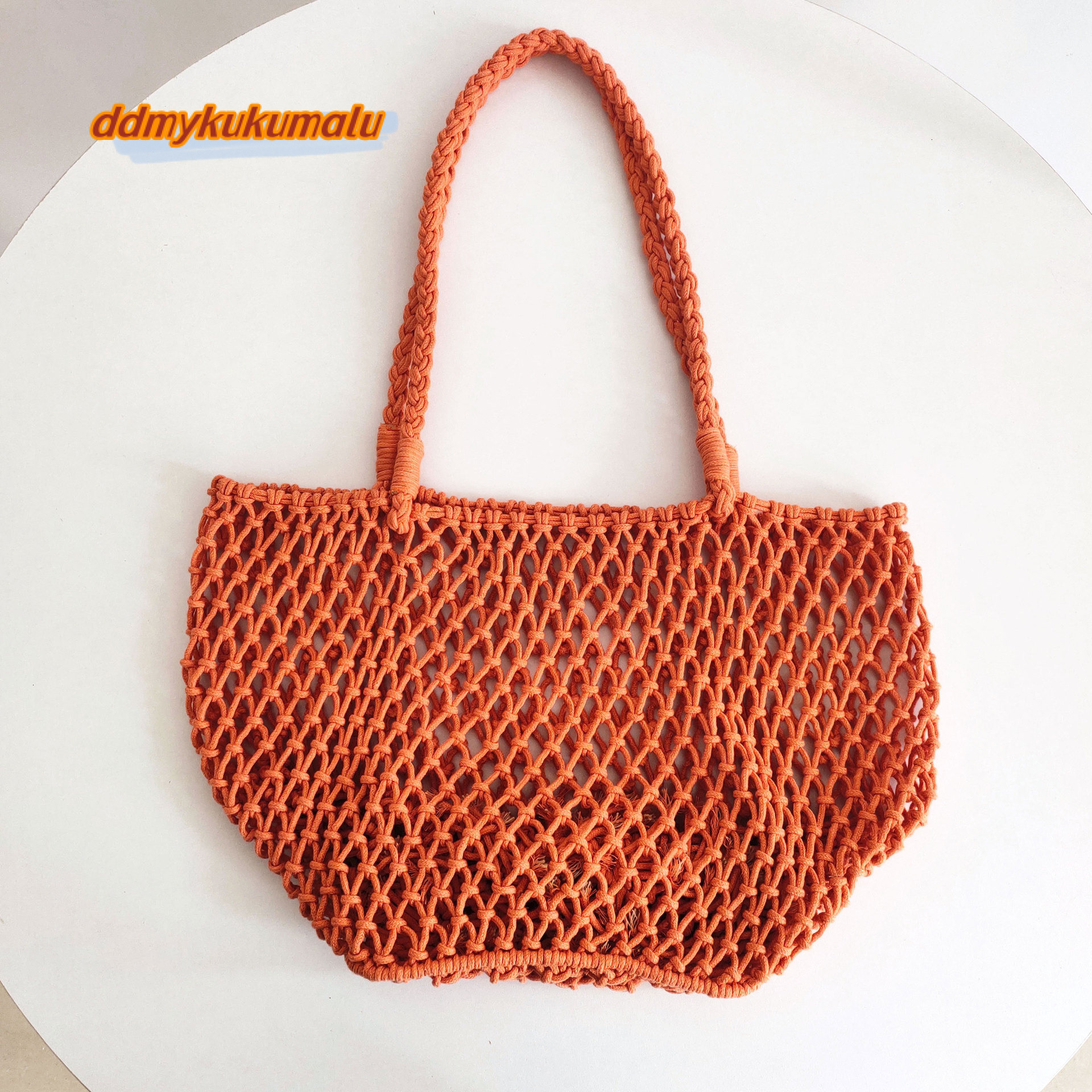 Casual Hollow Finshnet Women Shoulder Bags Rope Woven Large Tote Bag Handmade Summer Beach Handbags Big Bali Shopper Purses 2023 ddmykukumalu