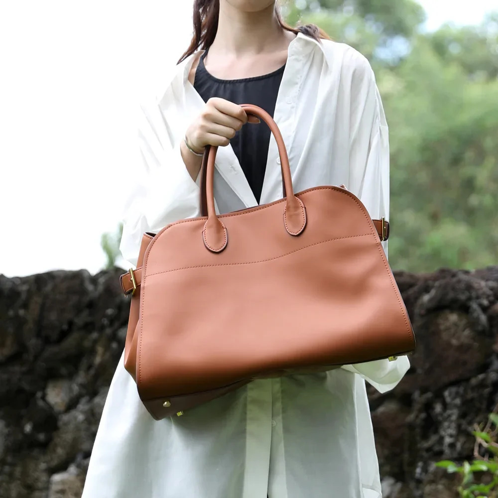 Women's Large Tote Genuine Leather Shoulder Bags 2023 Female Retro Handbags High Quality Ladies Messenger Bag Black