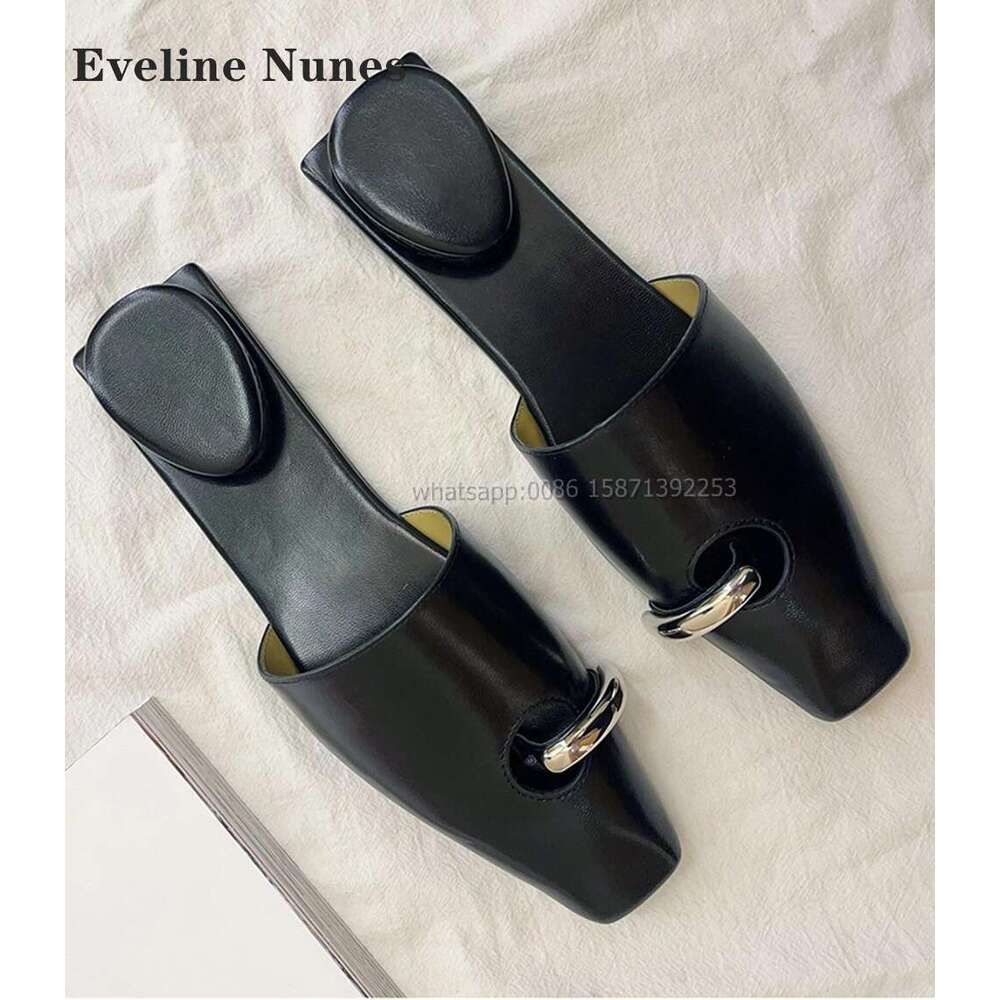 Black Metal ring Slide Sandals | Stylish Open Toe Mule Slippers 2024 dh911125171