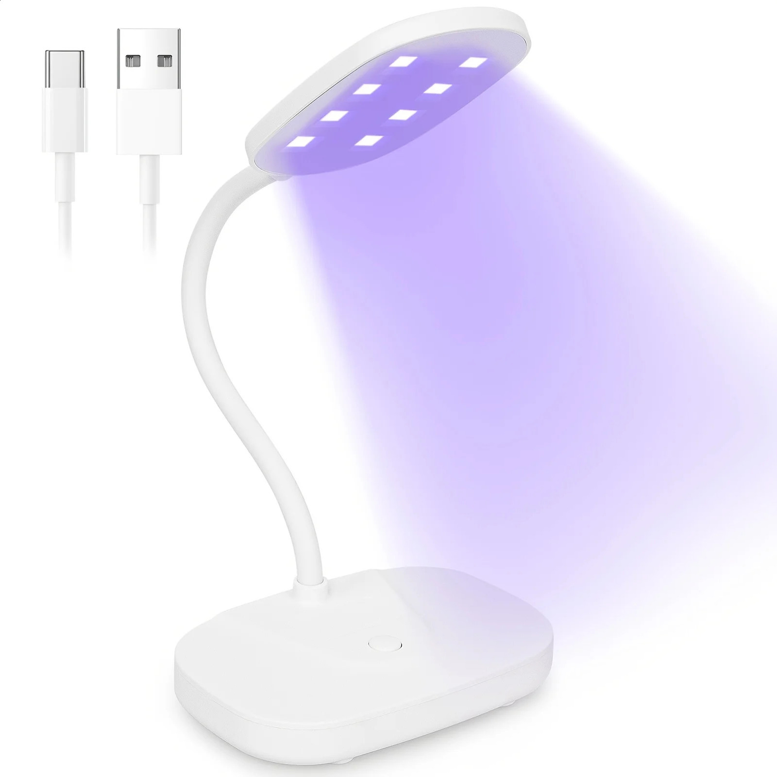 Rechargeable LED Nail Light Lamp Nail Dryer Portable Gooseneck Gel Light Foldable USB For Polish Drying Manicure Tools 240925