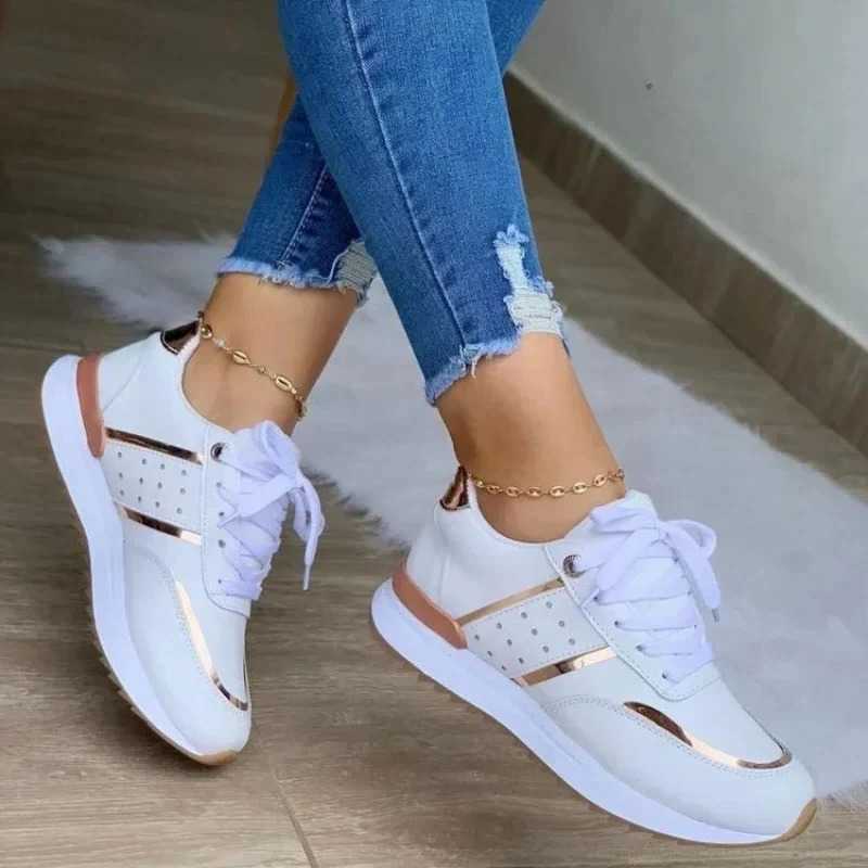 Womens wedge sports shoes lace breathable sports shoes casual platform shoes womens shoe designer shoes Zapatos Mujer Y241007