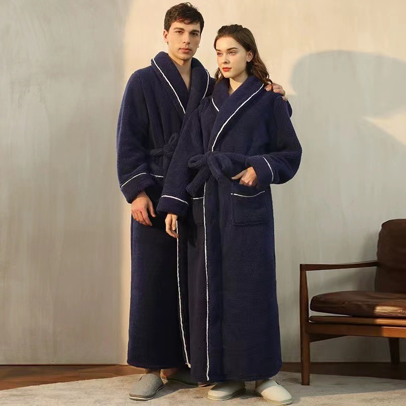 Designer Autumn And Winter Thick Nightgown Men Plus