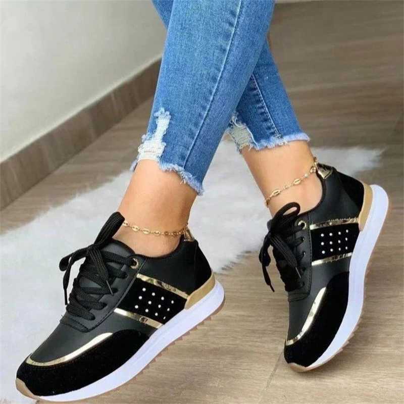Womens wedge sports shoes lace breathable sports shoes casual platform shoes womens shoe designer shoes Zapatos Mujer Y241007