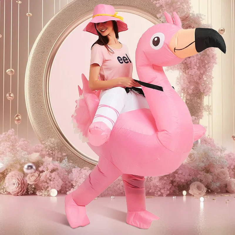 Flamingo Inflatable Costume Christmas Mascot Halloween Female Adult Children Cartoon Anime Party Role Play 241007