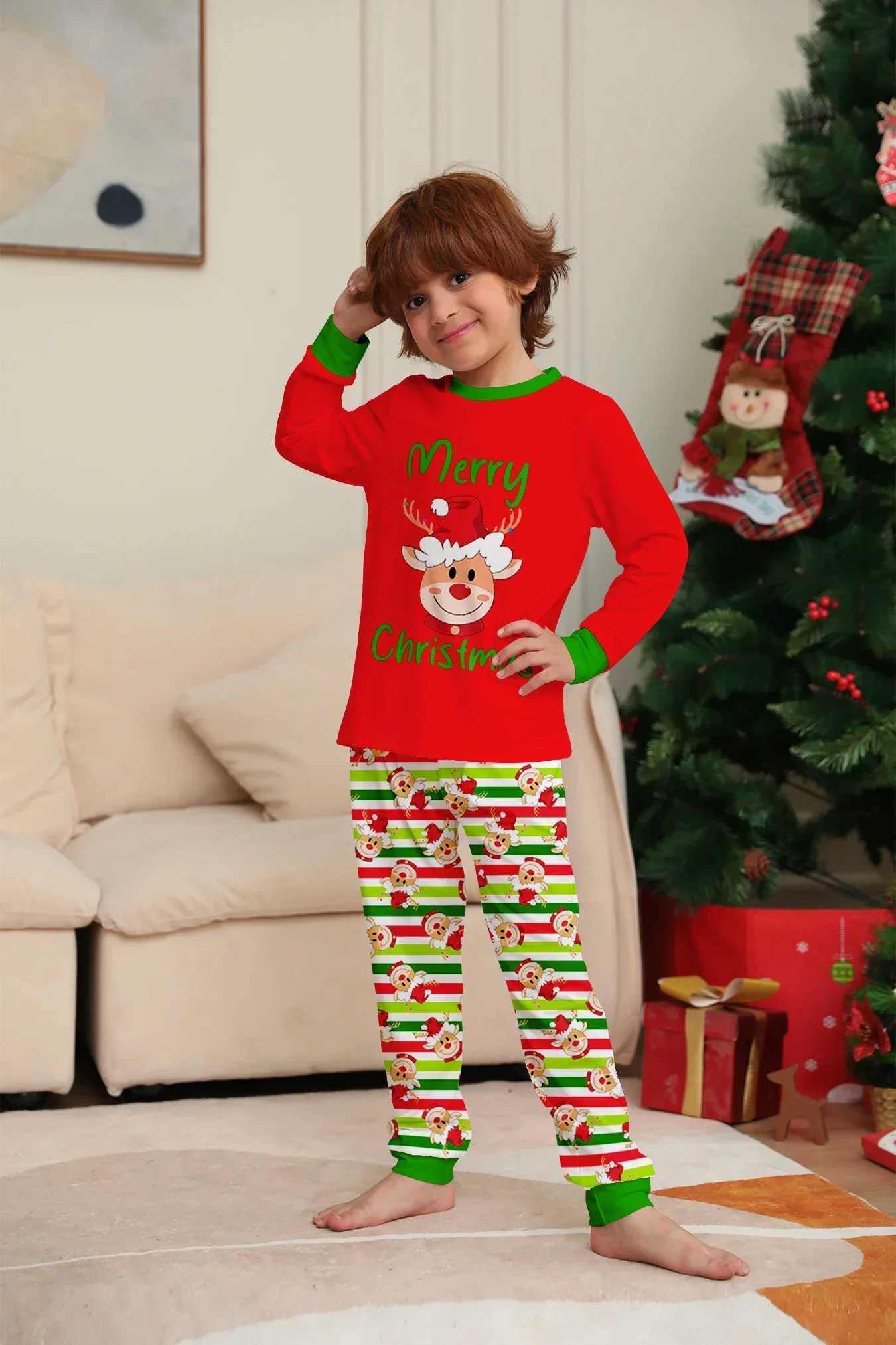 New 2024 Family Cute Cartoon Printed Pajama Set 2-piece Set Pajama Baby Dog Hoodie Home Clothing W241008