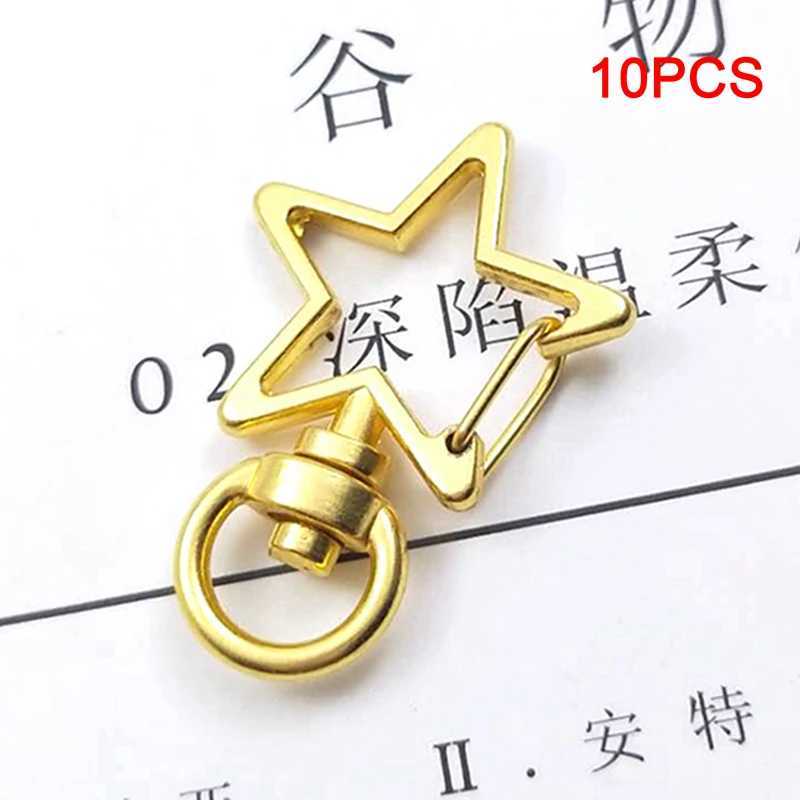 10pcs New Cute Star Pentagram Hollow Key Chain Key Ring Keychain DIY Accessories Lobster Clasp Jewelry Making FindingsX241008