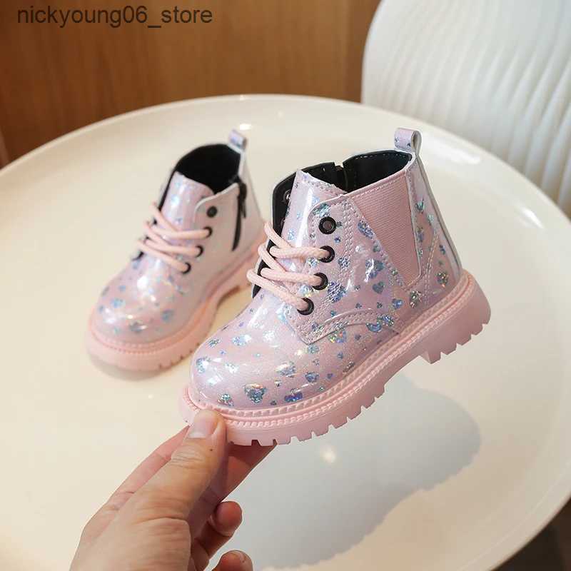 Boots Children Patent Leather Ankle Shoes Toddler Girls Square Heels Chelsea Boots Kids Casual White Leather Shoes 3-6Y Autumn Fashion L240910