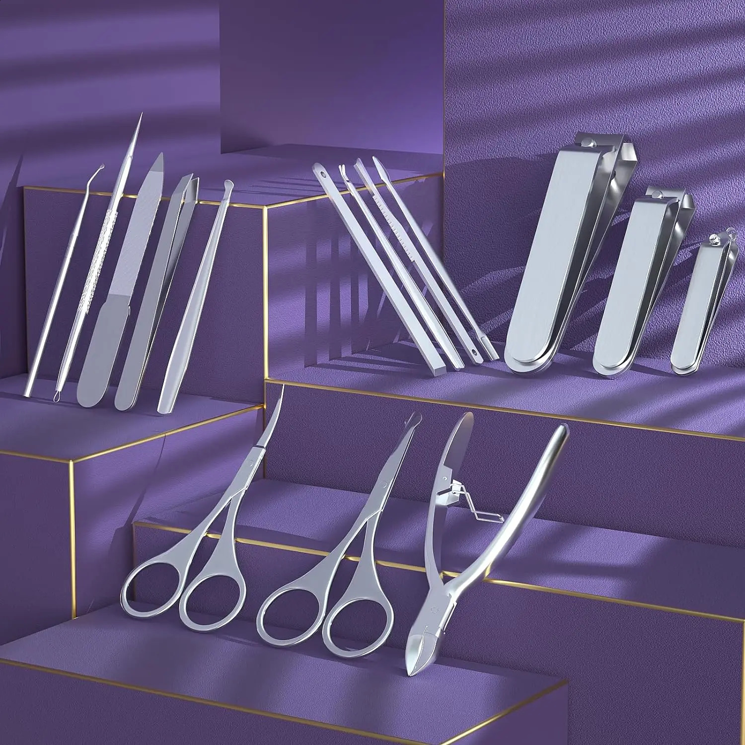 15 pieces of stainless steel nail clippers cutting machines trimmers earplug beauty kits ergonomics nail clippers push nail tool sets with Bla 240927