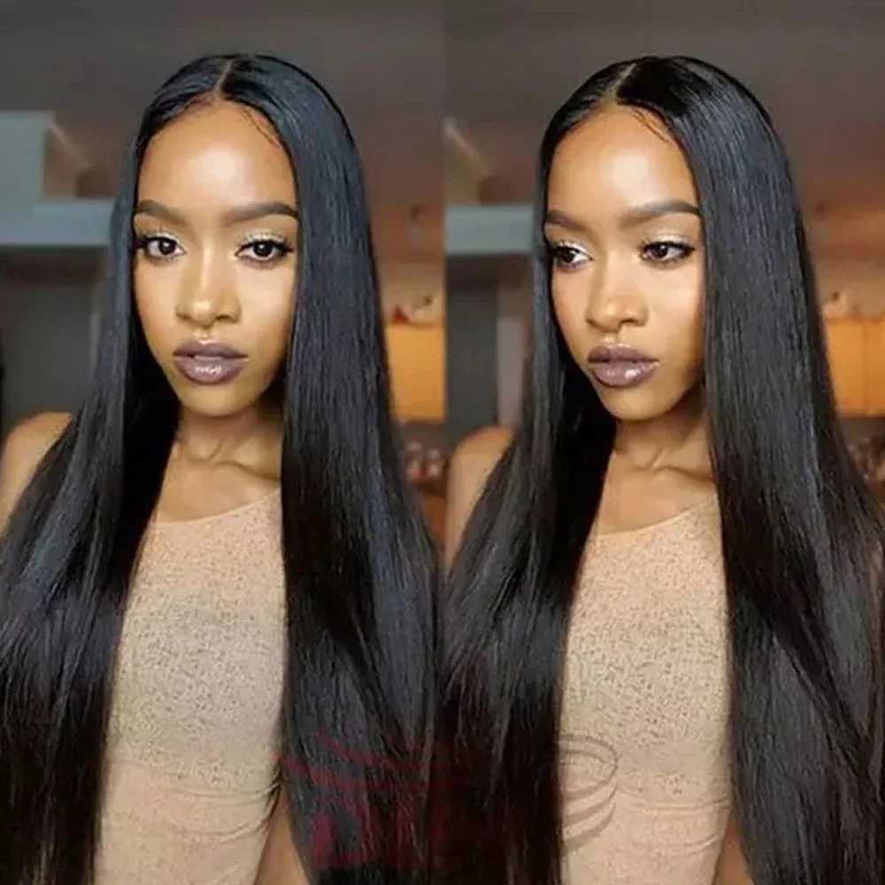 Long Straight Wig 27 Inch Black Wig Center-parted With High Lights Synthetic Hair Wigs for Black Women Daily UseXJ241008