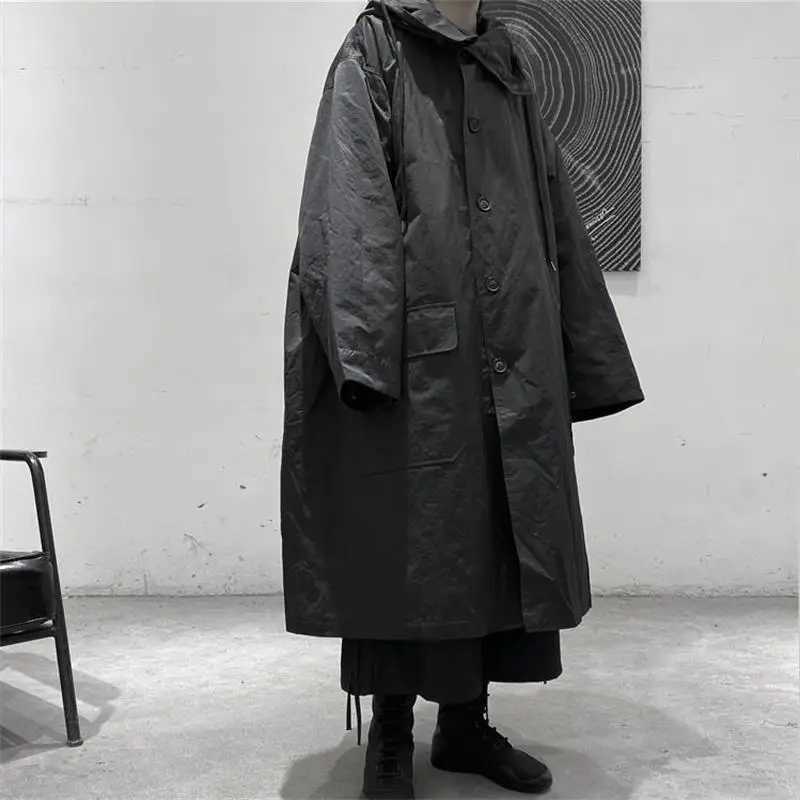 Mens mid length cotton windproof jacket black jacket windproof jacket fashionable 2021 new winter cotton jacket W241007