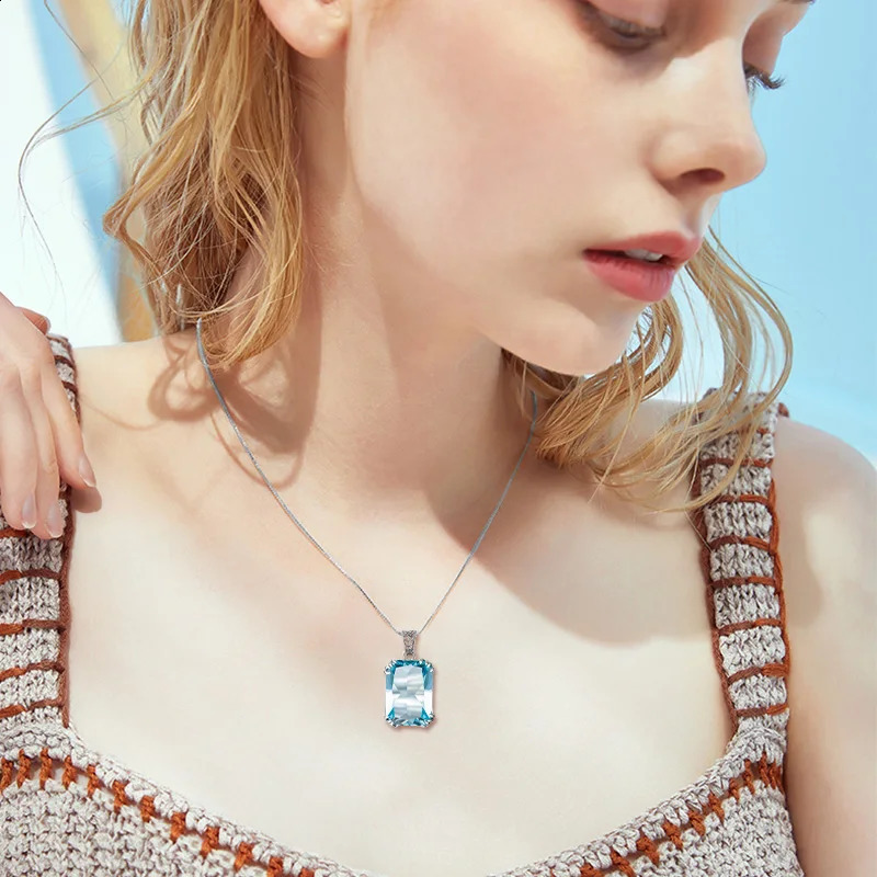 Silverchakra 925 sterling silver necklace womens aquamarine necklace pendant exquisite jewelry decoration 240925