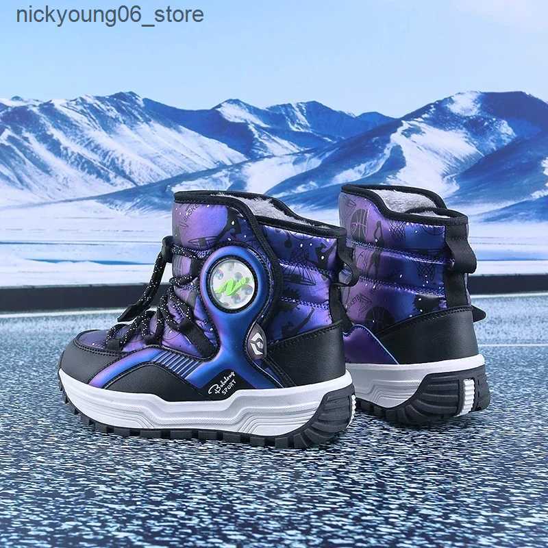 Boots Childrens Snow Boots Thickened Velvet Boys and Girls Outdoor Non-slip Steel Claw Hiking Boot Waterproof Child Casual Warm Boot L240910