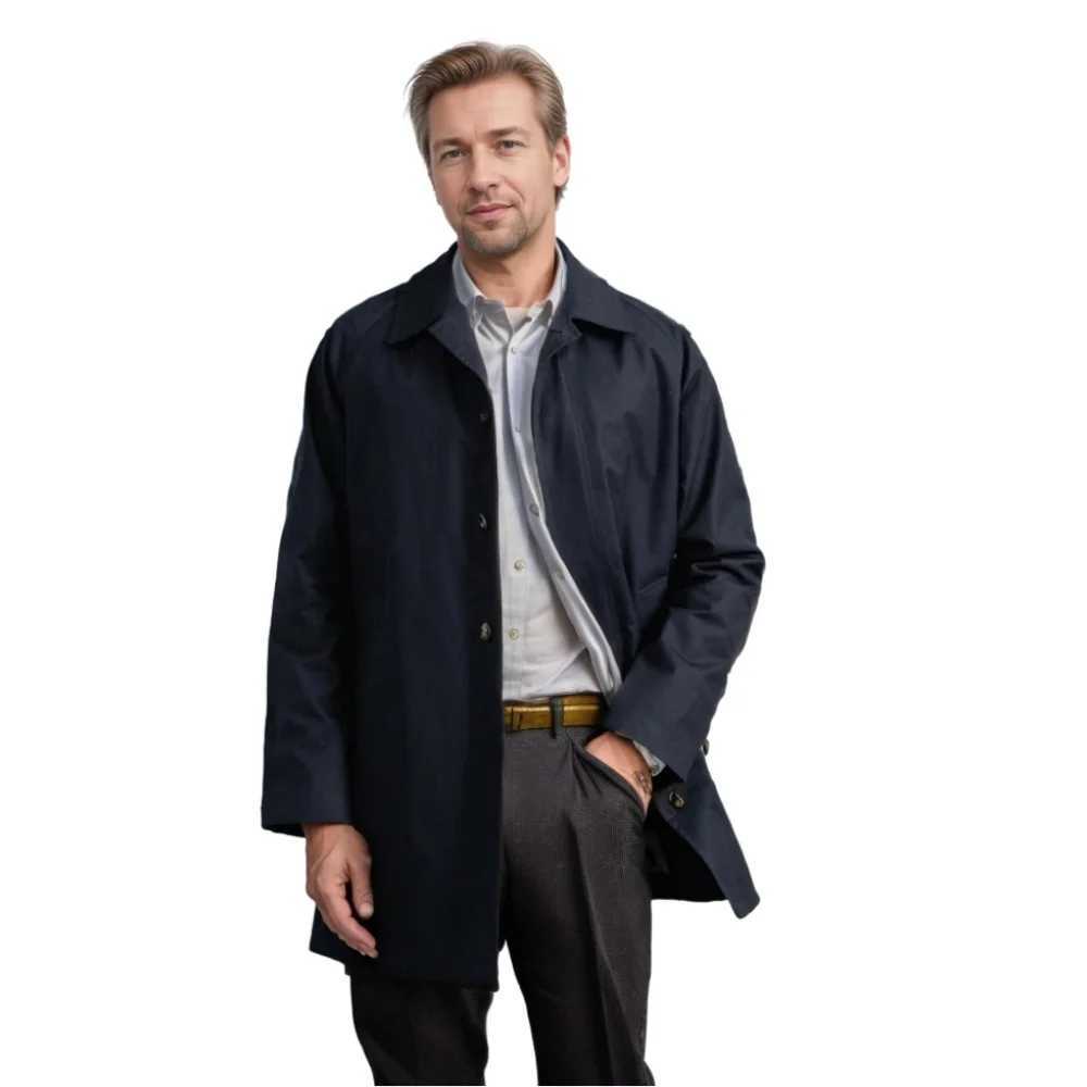 2024 new mens windproof spring and automatic solid color mens long sleeved lapel coat single-layer casual long thin coat W241007