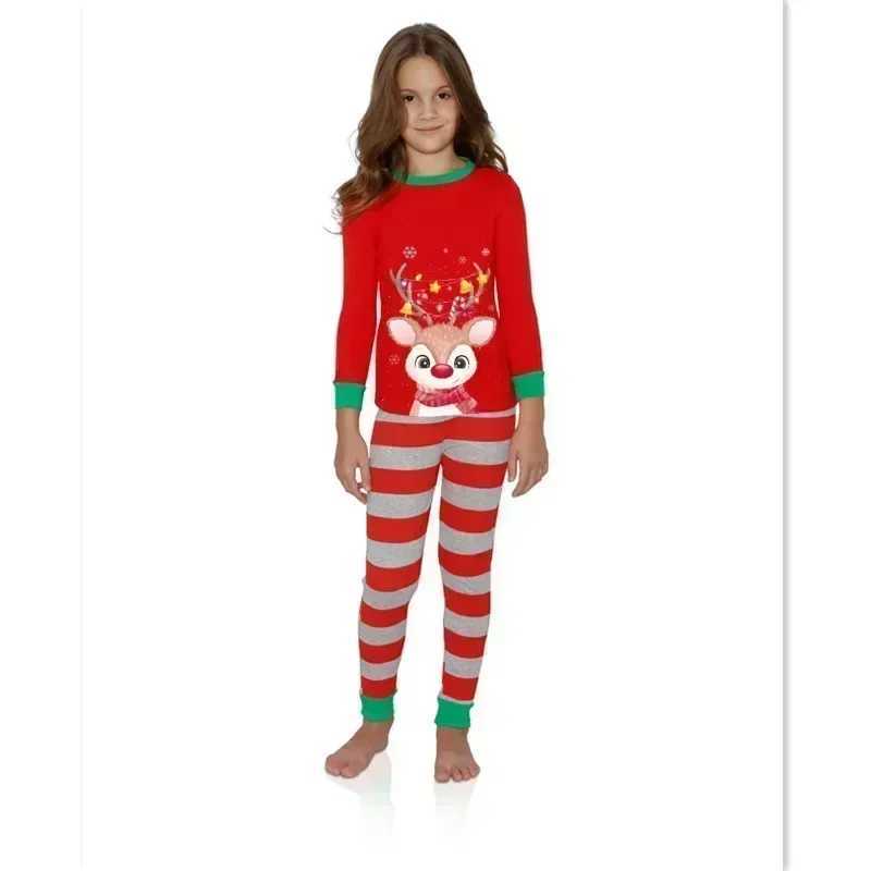 Christmas Matching Pajama Set Family 2024 New Years Clothing Elk Print Mom Dad Child Baby Dog Clothing Christmas Pajamas W241008
