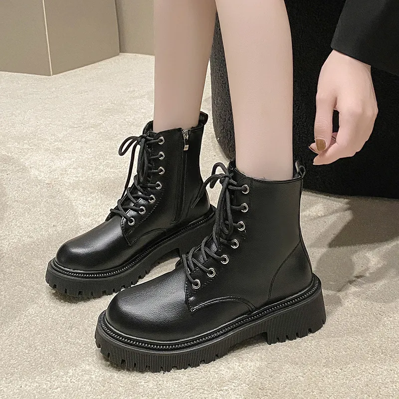 2024 New Free Shipping Martin Women's Thick Bottom With Veet Warmth Short Boots Large Cotton Booties White Black Size 35-42