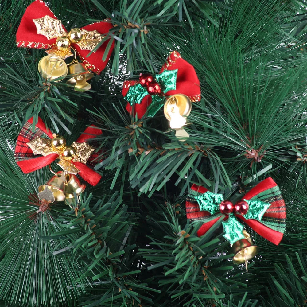 10pcs Mini Tree Decoration Gift Box Accessories Christmas Bow Bells 241008