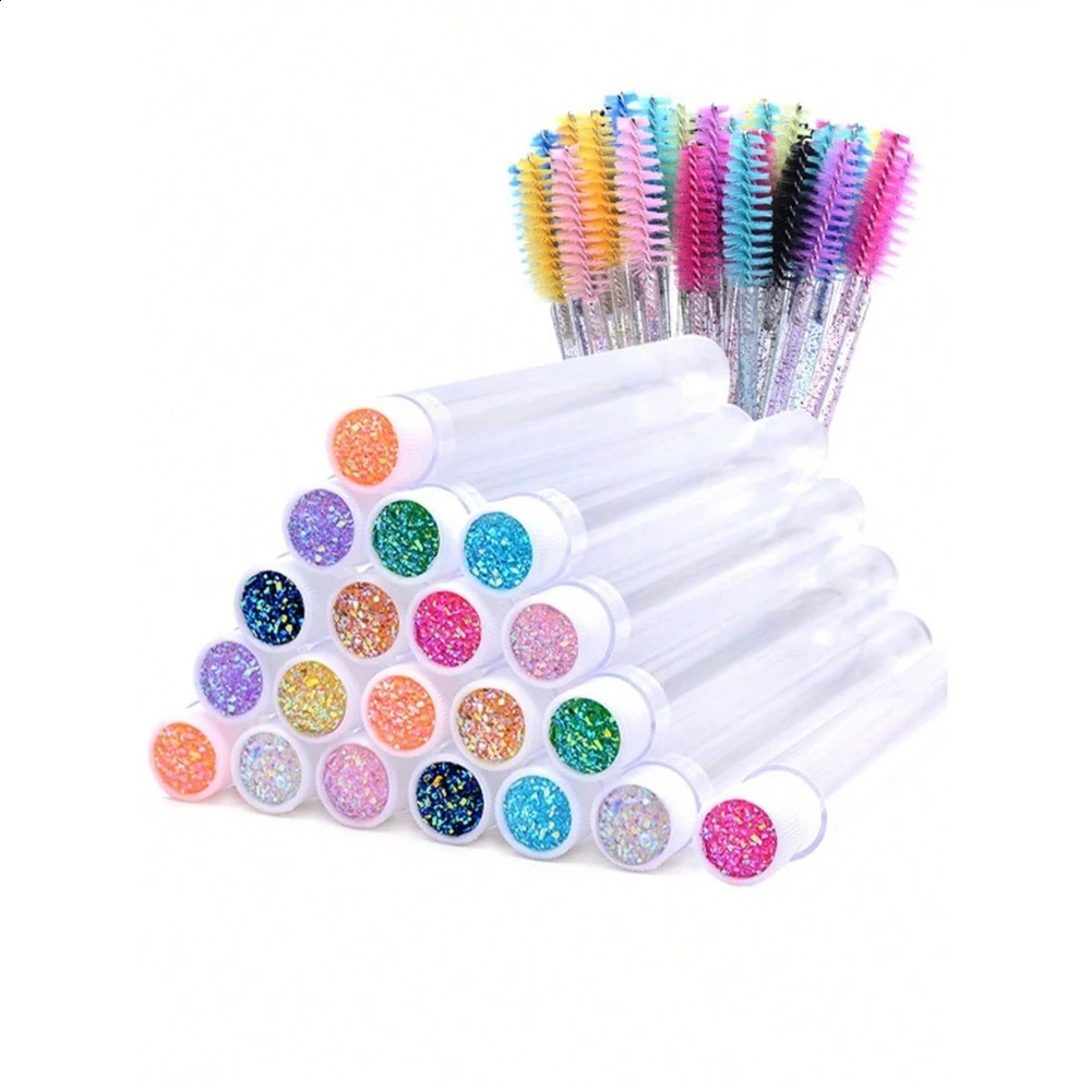 50 sets of reusable eye black sticks eyelash spray brushes with tubes disposable eyebrow decal boxes in containers wholesale 241008