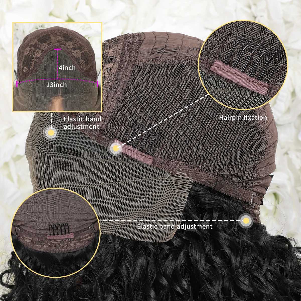 200% Density 13*4 Lace Front Synthetic Wig Long Afro Curly Wig For Women Elegant Natural Looking For Daily UseXJ241008