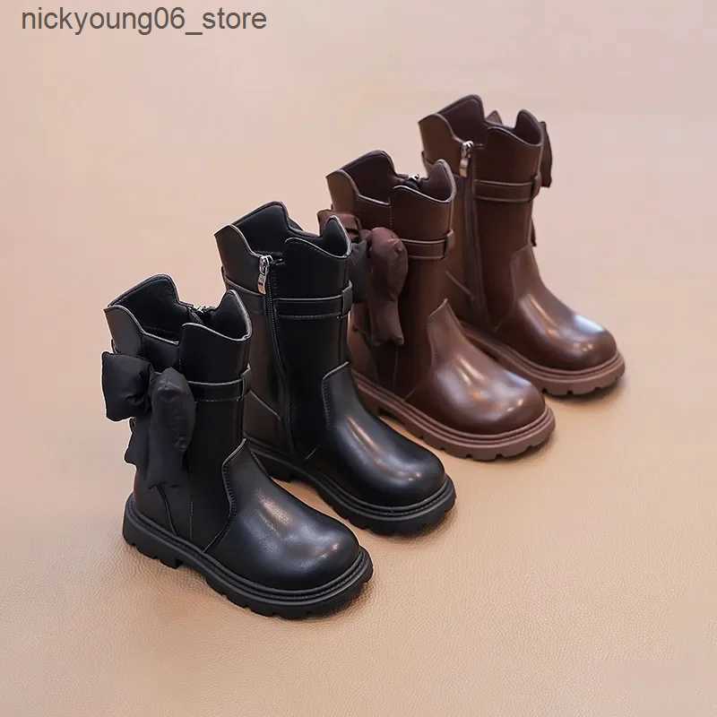Boots Winter Kids Fashion Boots Sweet Chic Girls Causal Princess Mid-calf Boots Fashion Warm Versatile Children Cotton Boots Non-slip L240910