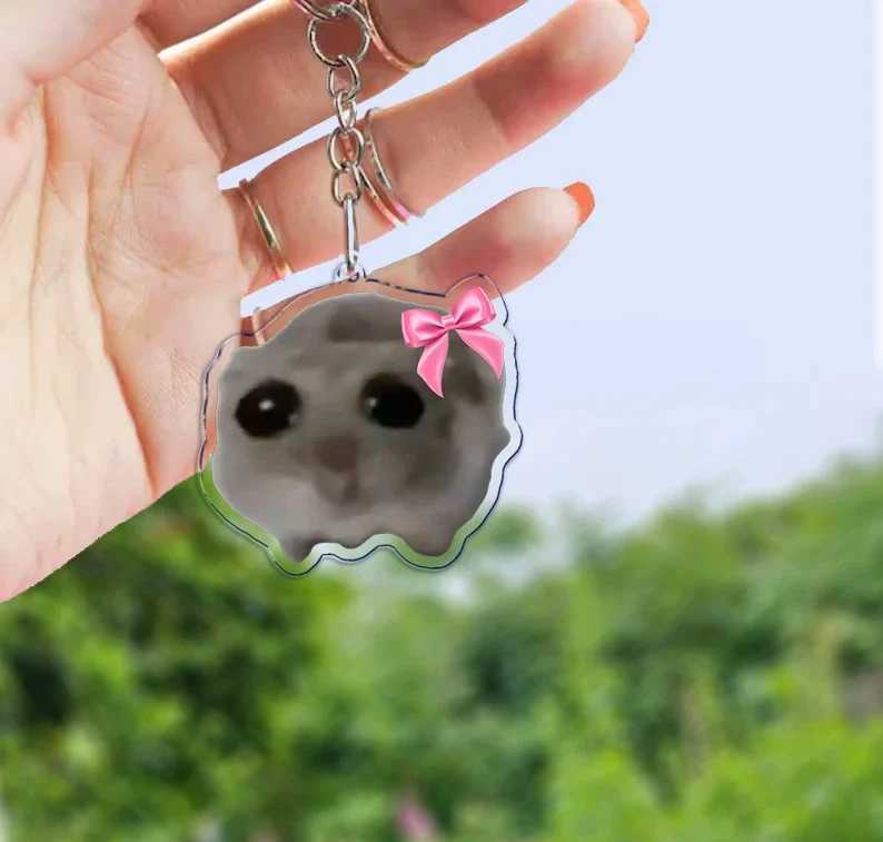 Fun Meme Im Just A Girl Sad Hamster Key Chain Keychains Ring for Accessories Bag Funny Pendant Keyring Jewelry Fans GiftsX241008