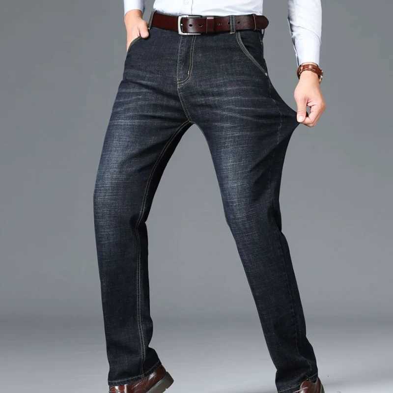 Mens Business Denim Jeans Newcomer Fashion Regular Slimming Straight Stretch Mens Brand Jeans Plus SizeW240715