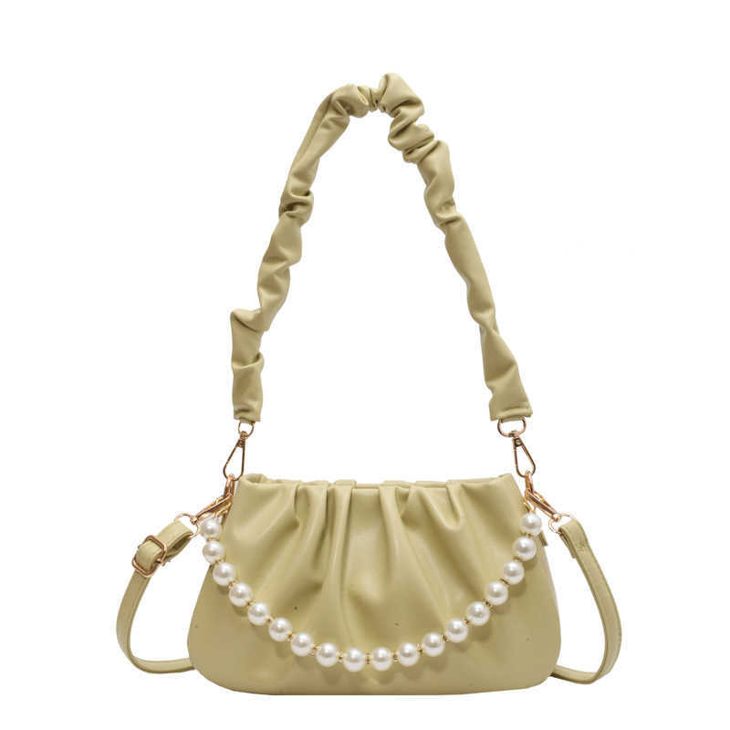 CMM Spring and Summer New Pleated Pearl Chain Bag Trendy and Fashion Womens Handbag Underarm Bag Casual and Versatile Womens Bag Cloud Bag