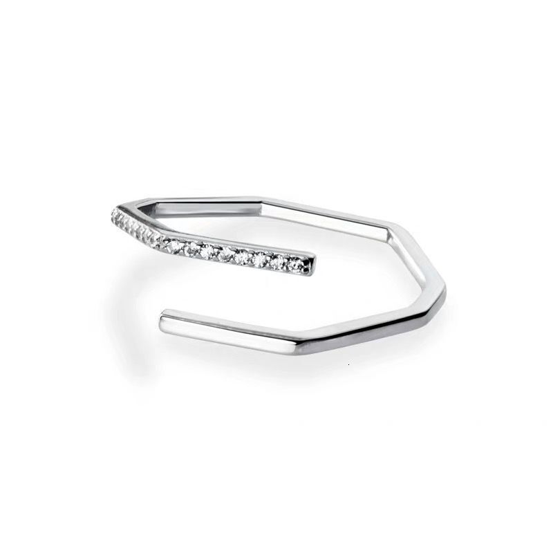 Ring Women's Small Fresh Geometric Diamond Set Polygonal Simple Open Finger Jewelry