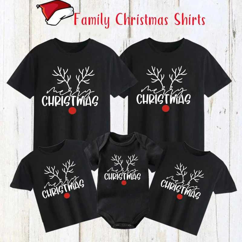 Merry Christmas Family Shirts Family Christmas T-shirts Dad Mom and Me T-shirts Family Matching Christmas Printed Clothing W241008