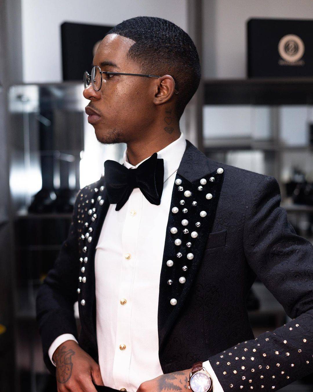 Handsome Wedding Suits Peaked Lapel Jacket 2 Piece Set Pearls Rheinstone Men's Tuxedo Tailored Dinner Prom Groom Blazer Custom Made(Coat+Pants)