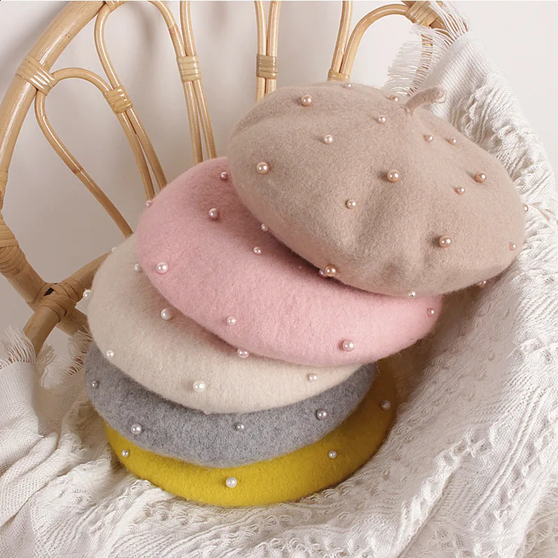 Fashion Princess Childrens Girl Hat Cute Pearl Bean Hat Spring/Summer/Winter Preschool Girl Hat Pography Prop 241007