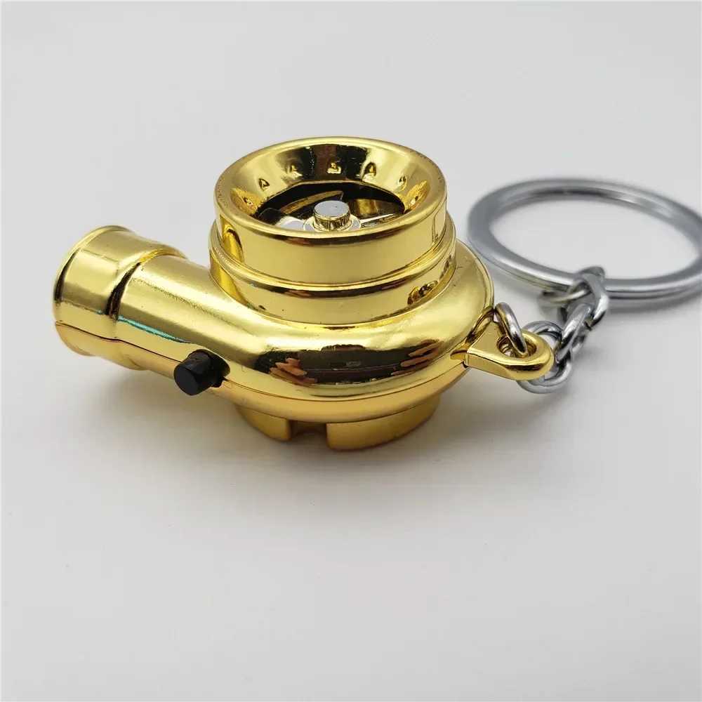 Car Turbo Spinner Keychain with Real Sound and Light Mini Turbocharger Key Chain for Car Keys Accessories Moto Turbine KeyringX241008