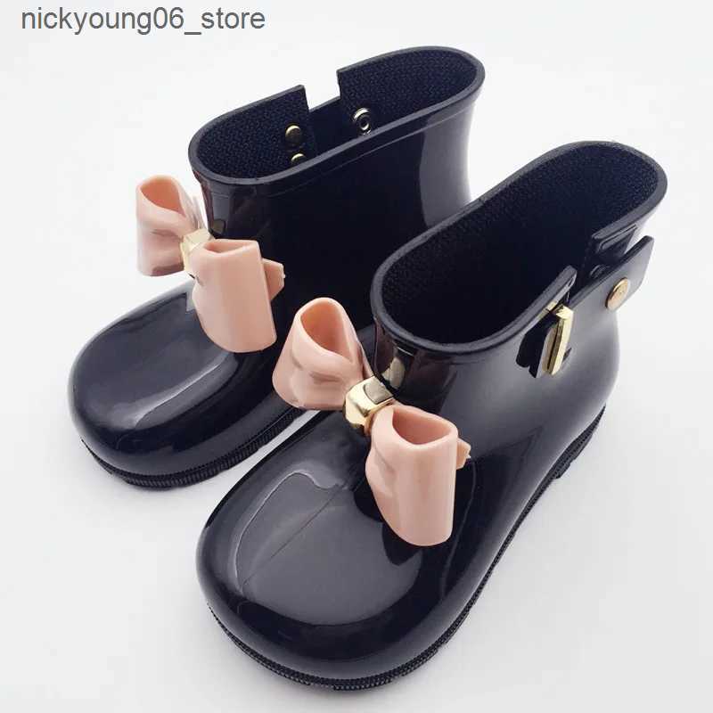 Boots Children Rain Boots Fashion Bow Metal Buckle Girls Boot Cute Toddler Infant Waterproof Shoes Kids Non-slip Water Shoes L240910