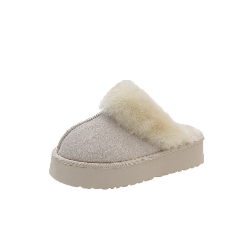 Slippers Winter Women Fur Warm Boots Platform Flip ps New Short Plush Flats Home Cotton Shoes Suede Mules Ladies BootsL483