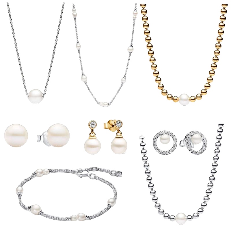 designer Pearl Chain Necklace for women Romantic exquisite bracelets earrings beads necklaces set with box holiday jewelry gifts