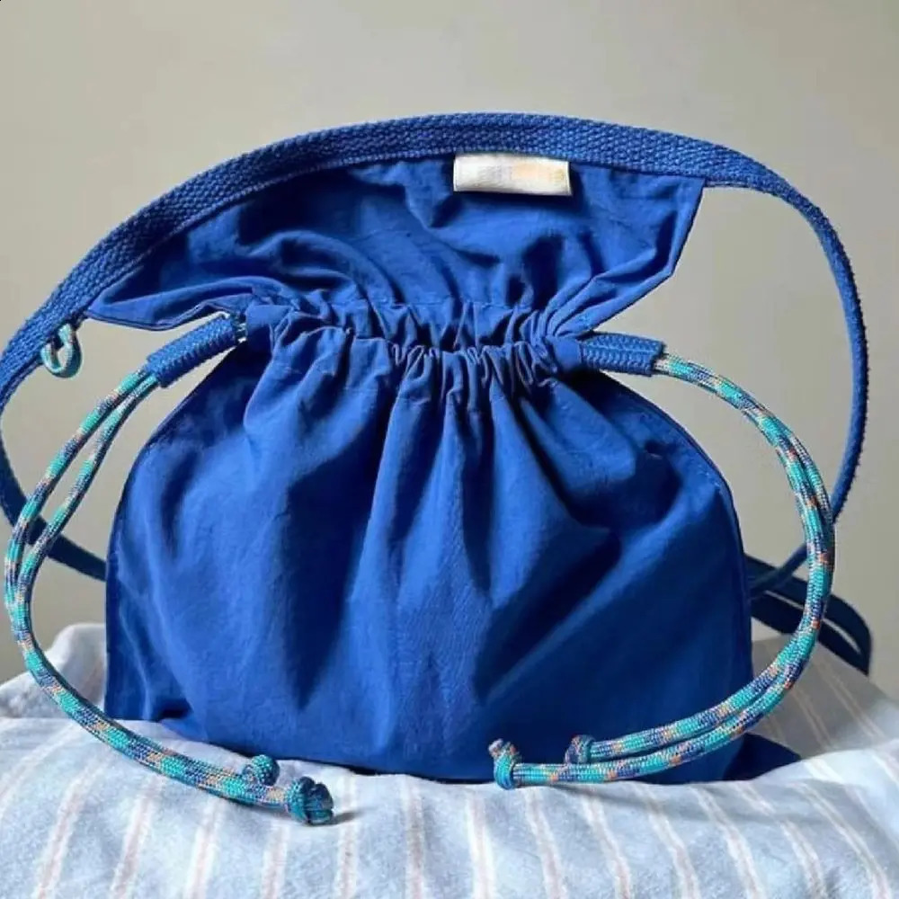 Nylon drawstring bag redblackblue messenger shoulder cross body mobile phone travel storage 241008