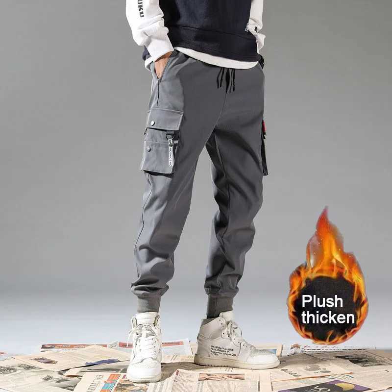 2023 Mens Trousers Autumn Korean Version Plush Lining Jogging Military Cargo Pants Casual Sports Winter Thickened Jogging PantsX241008