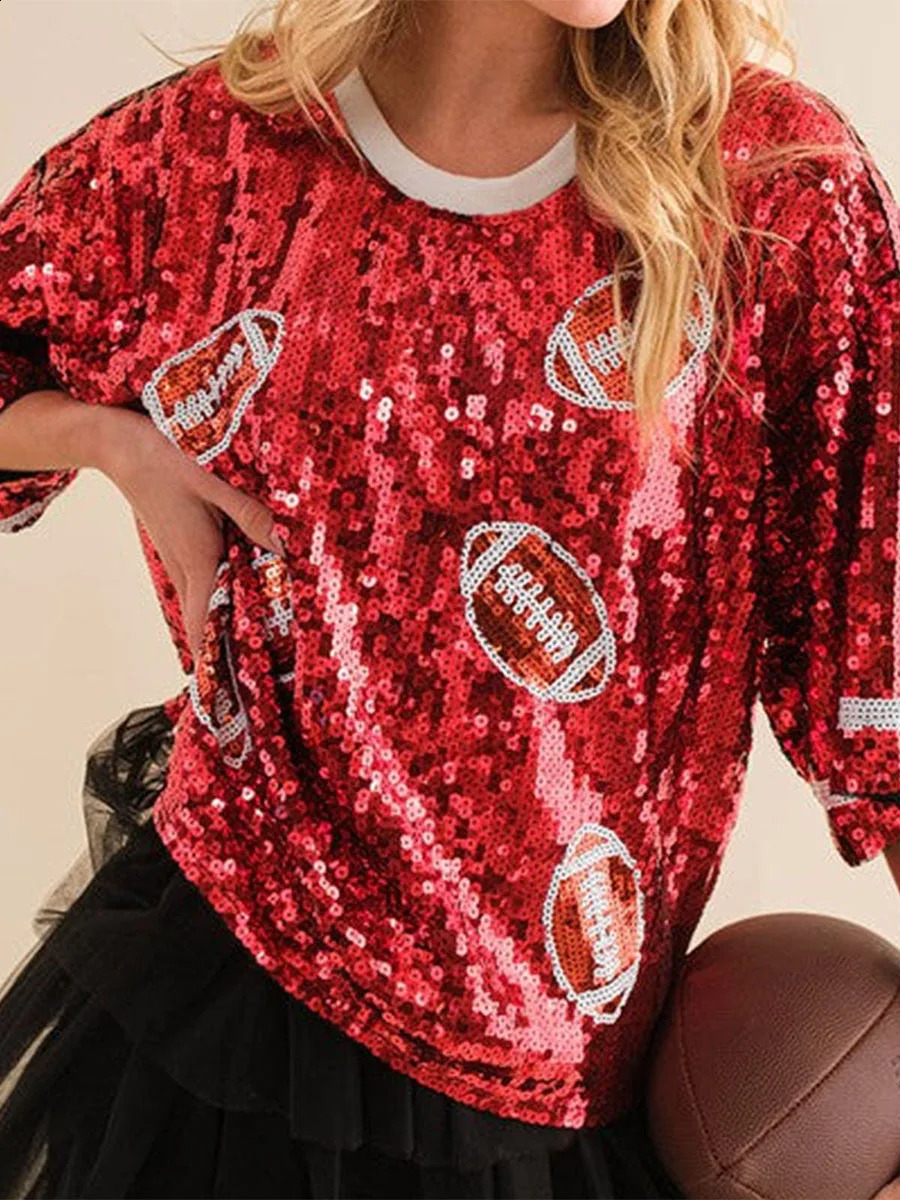 2024 Christmas Trendy Sequin Sweatshirts for Women Cute Santa Graphic Oversized Sweater Shirts Long Sleeve Pullover Hoodies 241008