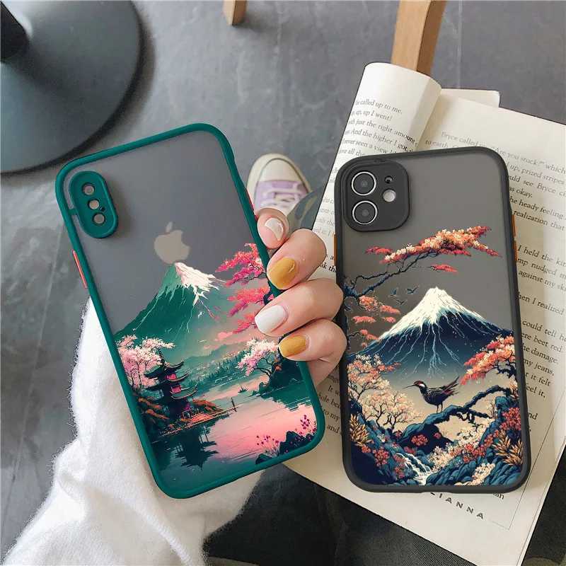 Cellphone Case Japanese Aesthetic Mount Fuji landscape phone case suitable for iPhone 7 8 Plus 16 14 13 12 11 15 Pro Max Mini XR X shockproof cover G2