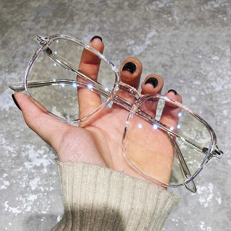 Transparent Computer Glasses Frame Women Men Anti Blue Light square Eyewear Plastic hinge Glasses Optical Spectacle EyeglassX241008