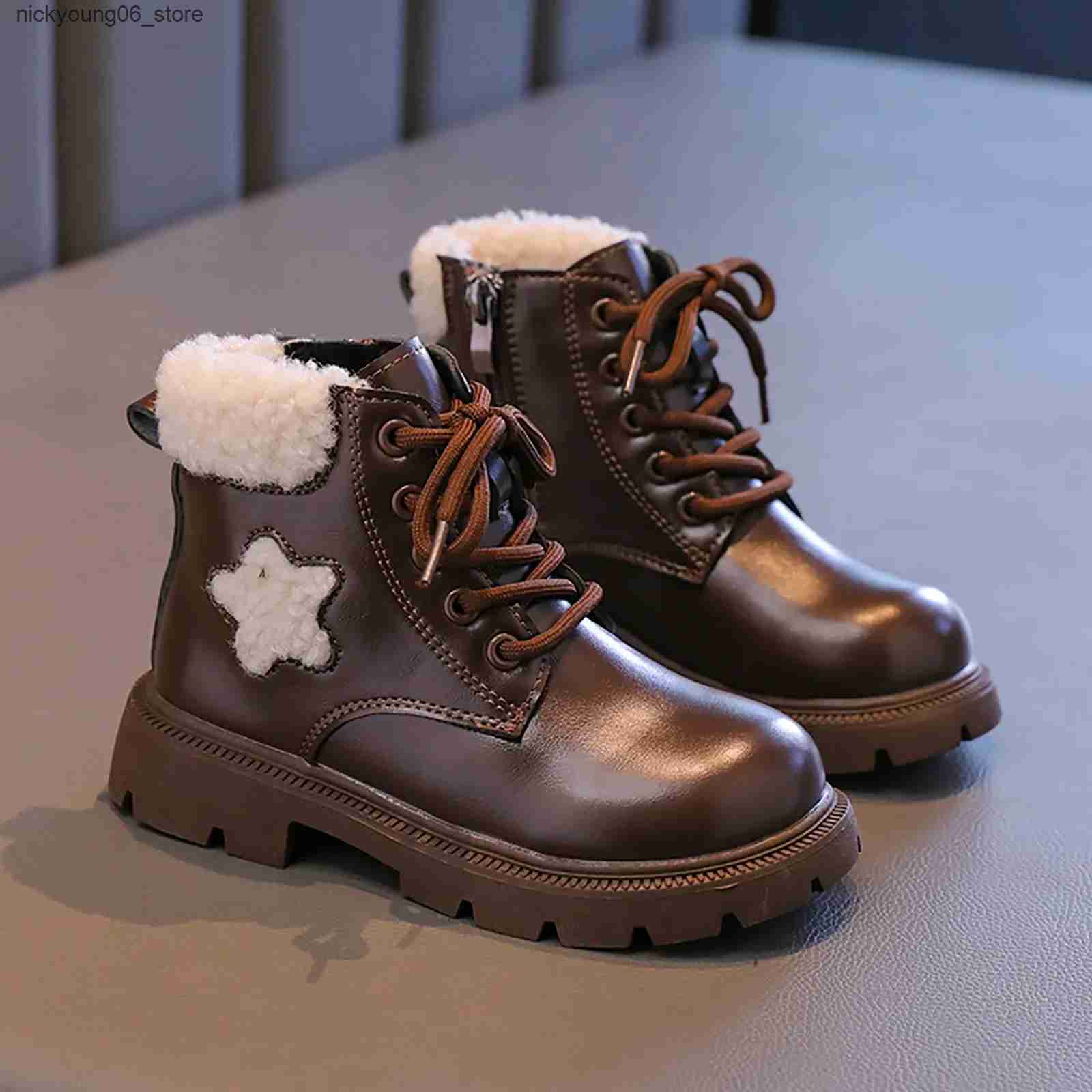 Boots Childrens Winter Warm Non-Slip Boots Girls Ankle Boots Low Block Heel Booties Childrens Shoes Kids Boys Girls Boots Botas L240910