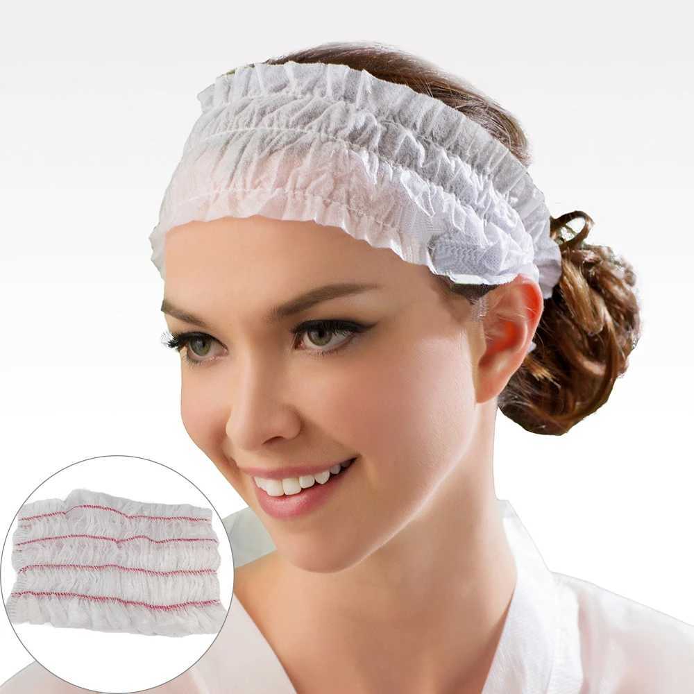 100 pieces of elastic waterproof headband non-woven fabric disposable hair salon W241007