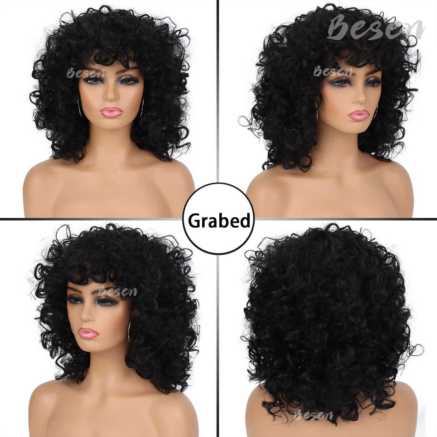 Synthetic Short Loose Curly Wigs for Black Women Afro Curly Wig for Women Fluffy Natural Wigs Half Wigs Soft Hair Black WigsXJ241008