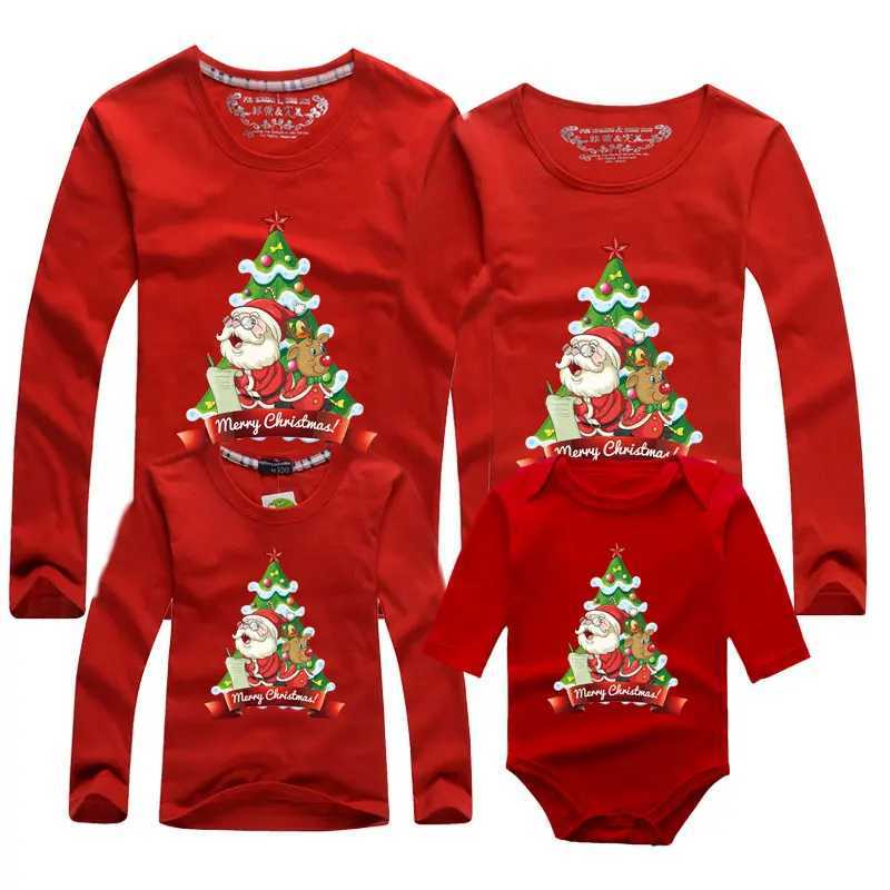 Match Family Clothing Christmas Sweater Christmas T-shirt Mother Father Baby T-shirt Womens Mens Baby Parachute Boys and Girls Winter Top W241008